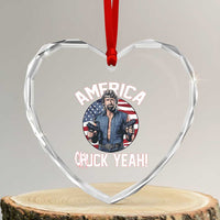 America Chuck Yeah Legendary Action Hero Heart Crystal Glass Ornament Patriotic USA Flag Tribute 4th of July Freedom Humor