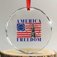 America Freedom 1776 Revolutionary War Crystal Glass Ornament Minuteman Betsy Ross Flag Patriotic History