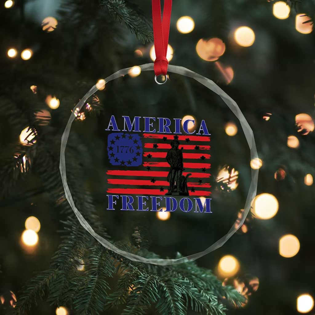 America Freedom 1776 Revolutionary War Crystal Glass Ornament Minuteman Betsy Ross Flag Patriotic History