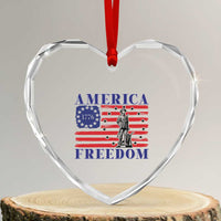 America Freedom 1776 Revolutionary War Heart Crystal Glass Ornament Minuteman Betsy Ross Flag Patriotic History