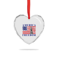 America Freedom 1776 Revolutionary War Heart Crystal Glass Ornament Minuteman Betsy Ross Flag Patriotic History