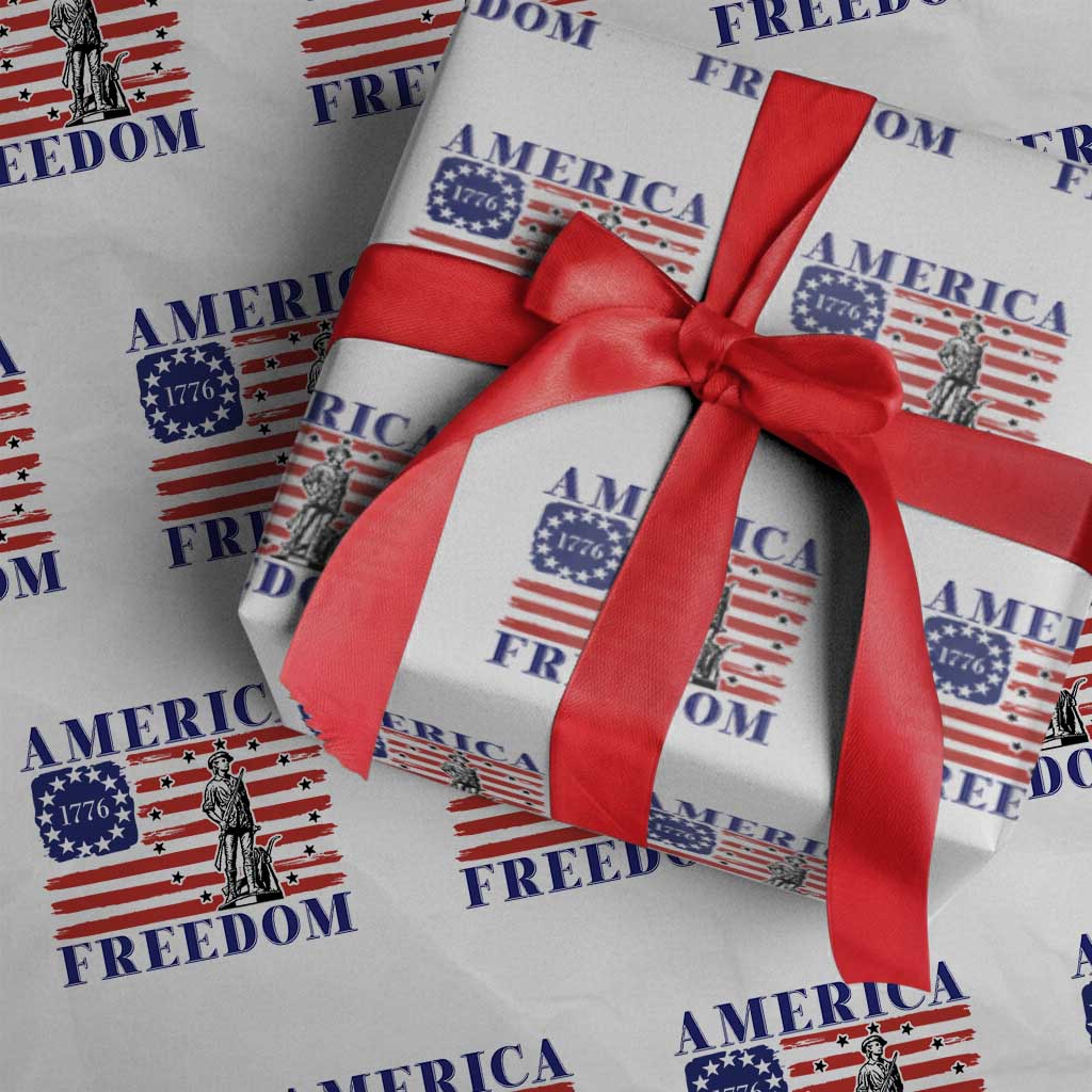 America Freedom 1776 Revolutionary War Wrapping Paper Roll Minuteman Betsy Ross Flag Patriotic History