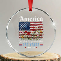 America God Shed His Grace On Thee 250 Years Since 1776 Crystal Glass Ornament