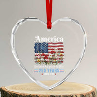 America God Shed His Grace On Thee 250 Years Since 1776 Heart Crystal Glass Ornament