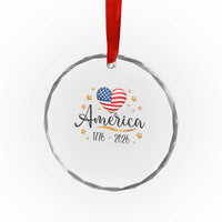 America Heart 250 Years Crystal Glass Ornament US Semiquincentennial Cute Patriotic 1776 to 2026 - Wonder Print Shop