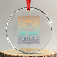 America Highway 66 100 Years Centennial 1926-2026 Crystal Glass Ornament Retro Desert Horizon The Mother Road Colorful Graphic
