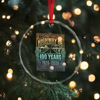 America Highway 66 100 Years Centennial 1926-2026 Crystal Glass Ornament Retro Desert Horizon The Mother Road Colorful Graphic