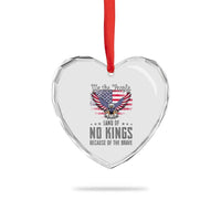 America Land of No Kings Heart Crystal Glass Ornament Because of the Brave We The People Patriotic Eagle - Wonder Print Shop