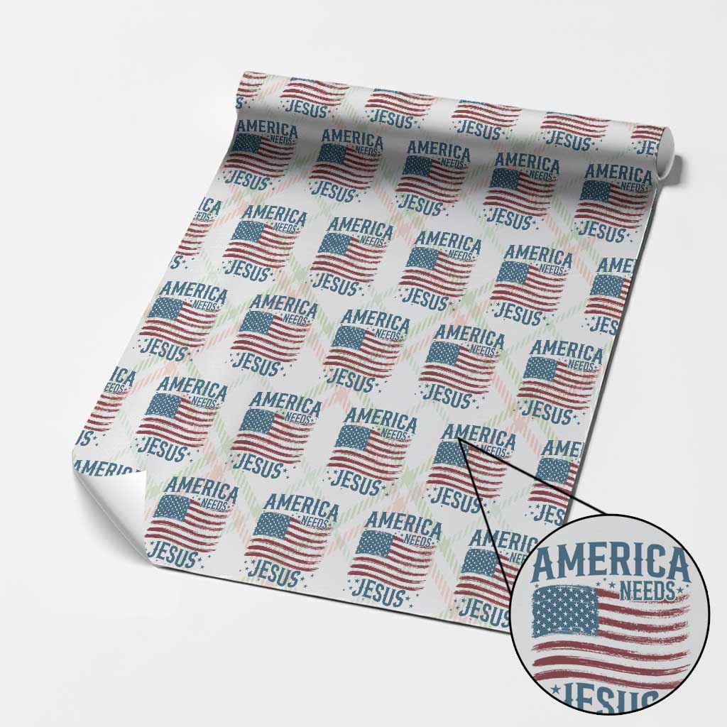 America Needs Jesus Wrapping Paper Roll 4th of July Christian