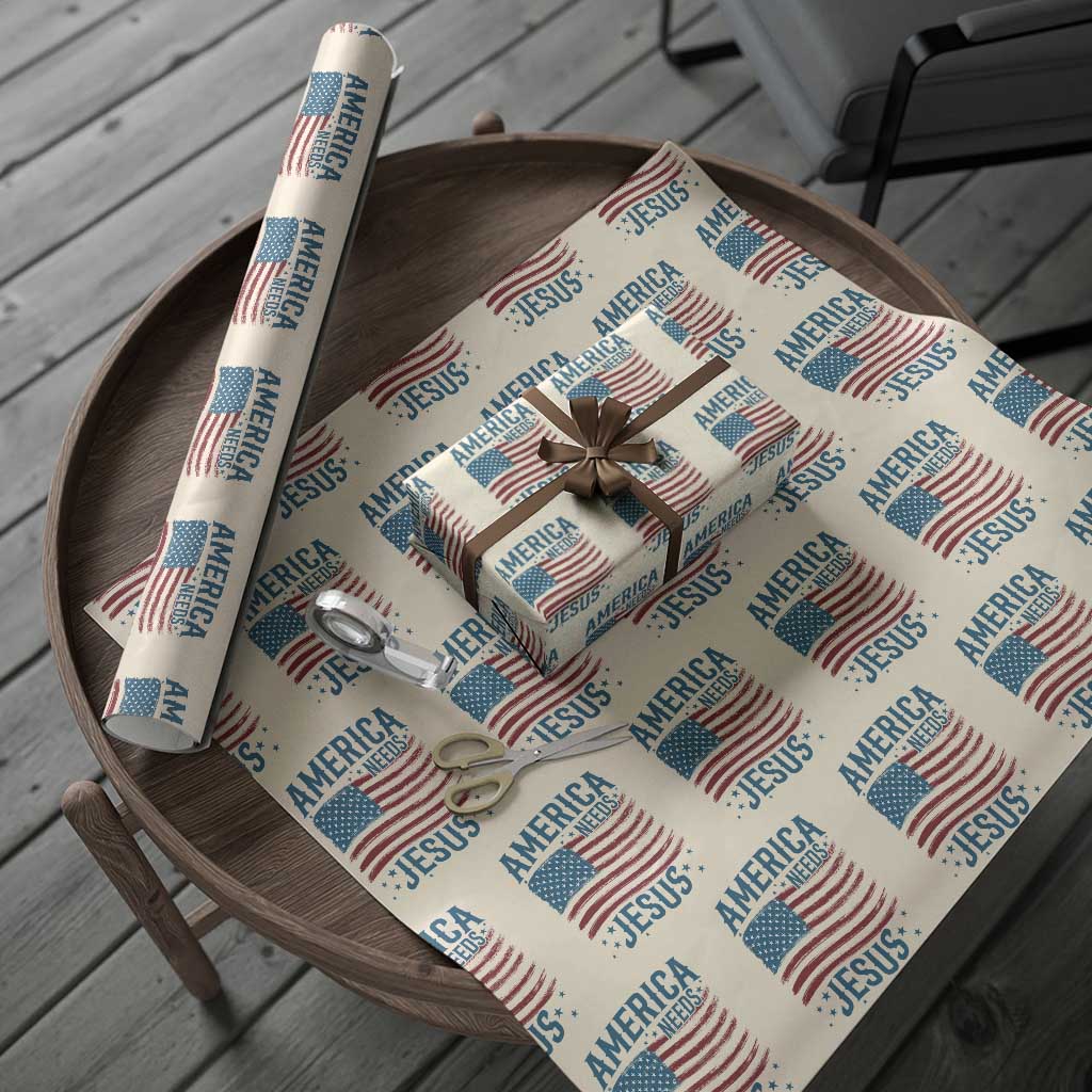 America Needs Jesus Wrapping Paper Roll 4th of July Christian