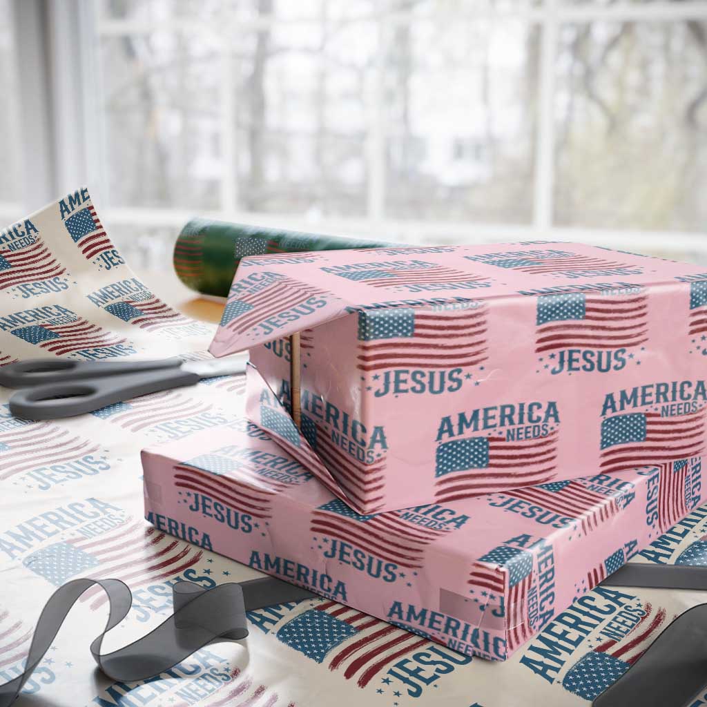 America Needs Jesus Wrapping Paper Roll 4th of July Christian