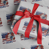 America Needs Jesus Wrapping Paper Roll Christian Floral US Flag 4th of July