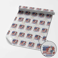 America Needs Jesus Wrapping Paper Roll Christian Floral US Flag 4th of July