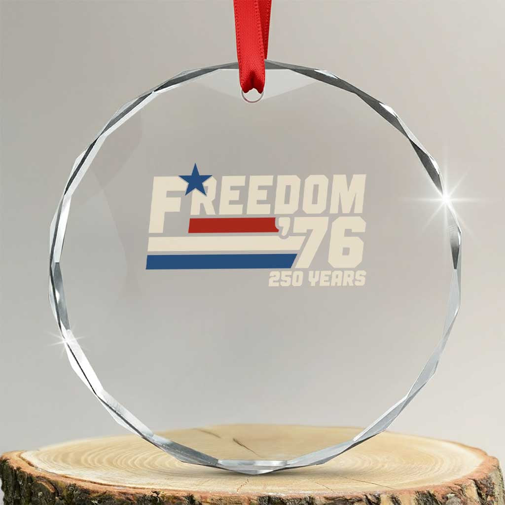 America Retro 250 Years Freedom USA 1776 2026 Crystal Glass Ornament