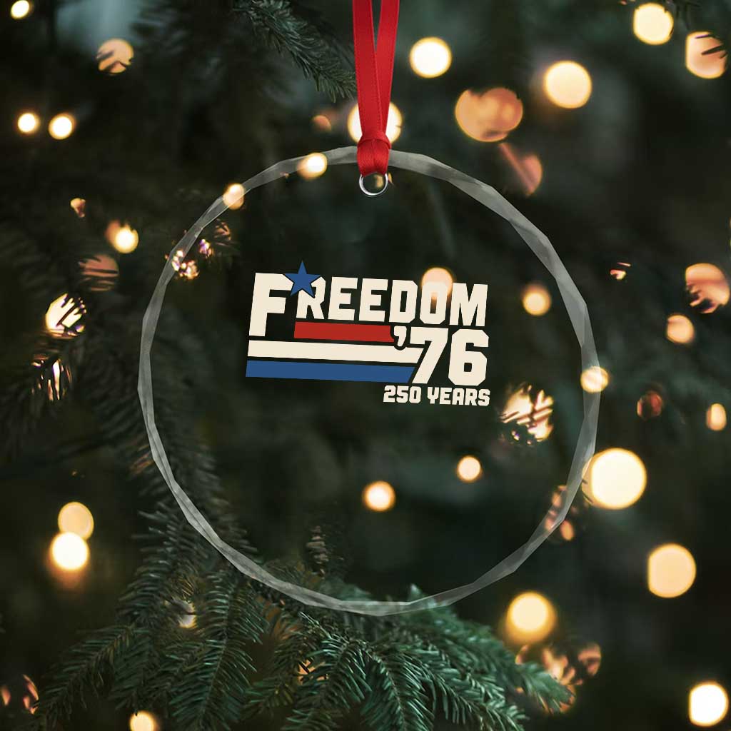 America Retro 250 Years Freedom USA 1776 2026 Crystal Glass Ornament
