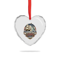 America Sails Into 250 Years Vintage Nautical Graphic Heart Crystal Glass Ornament Statue of Liberty Tall Ship 1776 to 2026 Semiquincentennial Patriotic
