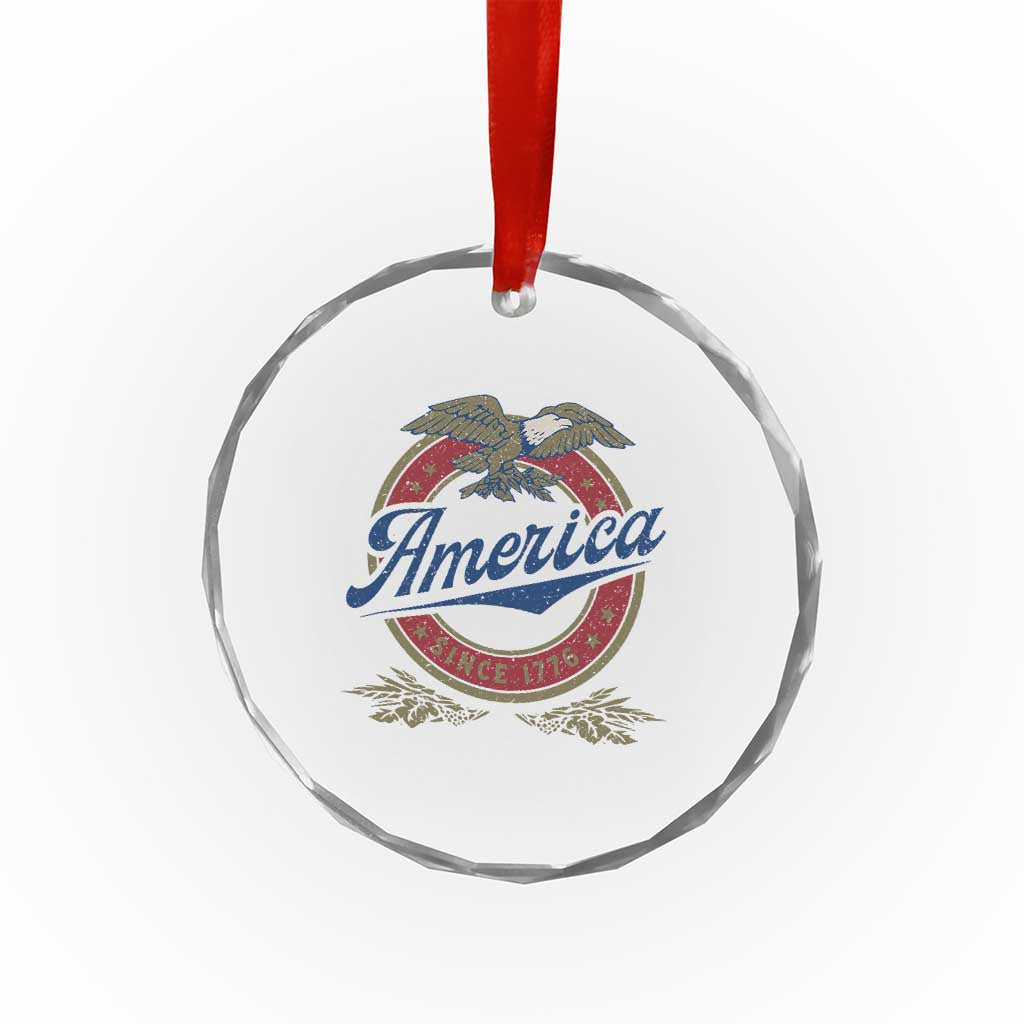 America Since 1776 Crystal Glass Ornament 4th of July Retro Vintage Patriotic Eagle Pride - Wonder Print Shop