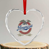 America Since 1776 Heart Crystal Glass Ornament 4th of July Retro Vintage Patriotic Eagle Pride - Wonder Print Shop