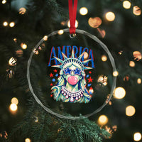America Statue of Liberty Blowing Bubblegum Crystal Glass Ornament Star and Glasses Patriotic Summer Vibes Graphic