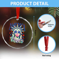 America Statue of Liberty Blowing Bubblegum Crystal Glass Ornament Star and Glasses Patriotic Summer Vibes Graphic