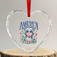 America Statue of Liberty Blowing Bubblegum Heart Crystal Glass Ornament Star and Glasses Patriotic Summer Vibes Graphic
