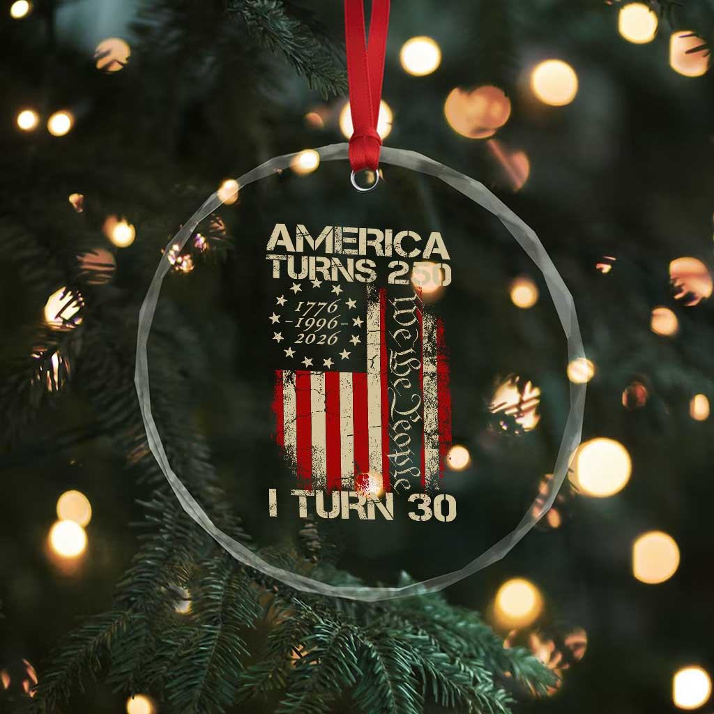 America Turns 250 I Turn 30 Crystal Glass Ornament 30th Birthday 250th Anniversary USA Vintage 1996 Bday