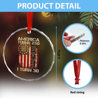 America Turns 250 I Turn 30 Crystal Glass Ornament 30th Birthday 250th Anniversary USA Vintage 1996 Bday
