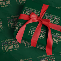 America Turns 250 I Turn 30 Wrapping Paper Roll Retro 1996 30th Birthday 250th Anniversary USA Flag 30 Year Old Gift