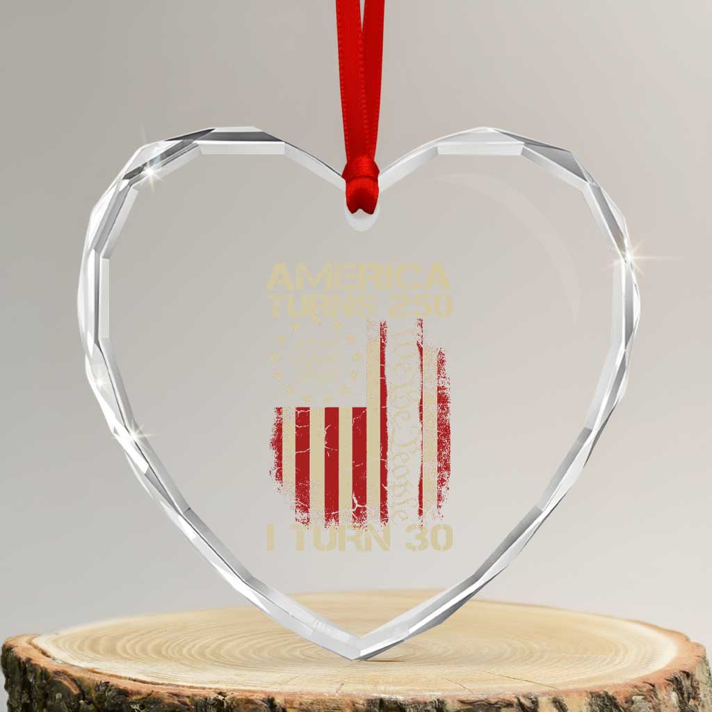 America Turns 250 I Turn 30 Heart Crystal Glass Ornament 30th Birthday 250th Anniversary USA Vintage 1996 Bday