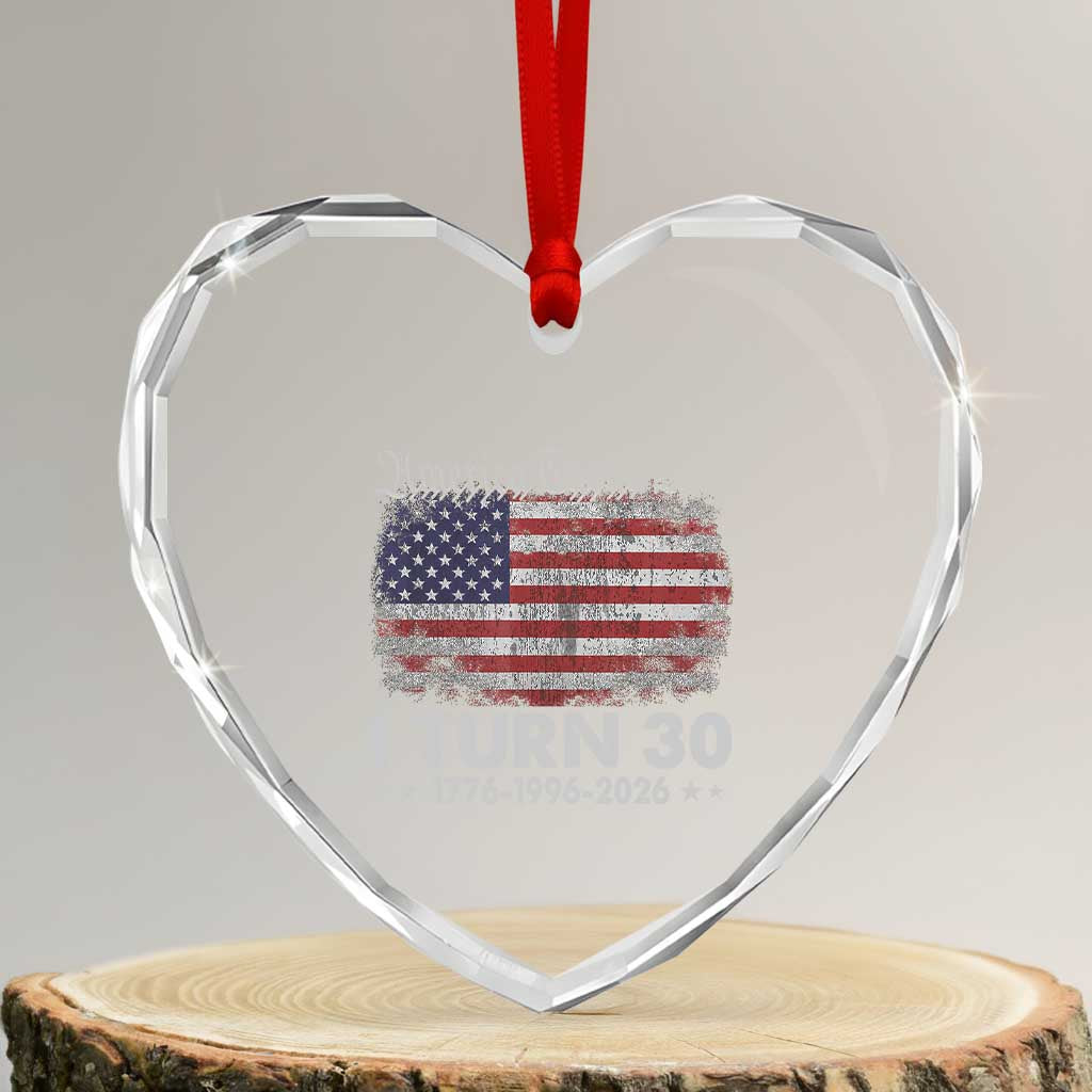 America Turns 250 I Turn 30 Heart Crystal Glass Ornament Vintage 1996 30th Birthday 250th Anniversary USA 30 Year Old Gift