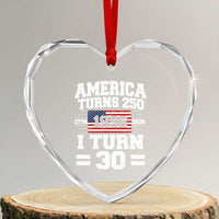America Turns 250 I Turn 30 Heart Crystal Glass Ornament Vintage 1996 30th Birthday 250th Anniversary USA Flag 30 Year Old Gift