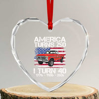 America Turns 250 I Turn 40 1986 40th Birthday Heart Crystal Glass Ornament Vintage Classic Original American Old Pickup Truck