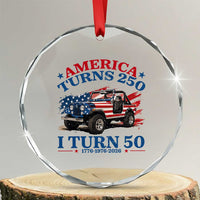 America Turns 250 I Turn 50 1976 50th Birthday Crystal Glass Ornament Compact Classic Off-road SUV