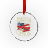America Turns 250 I Turn 50 1976 50th Birthday Crystal Glass Ornament Sports Car Retro Americana