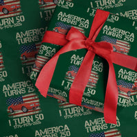 America Turns 250 I Turn 50 1976 50th Birthday Wrapping Paper Roll Sports Car Retro Americana