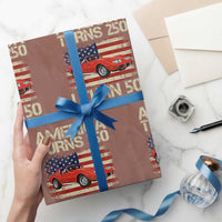 America Turns 250 I Turn 50 1976 50th Birthday Wrapping Paper Roll Sports Car Retro Americana