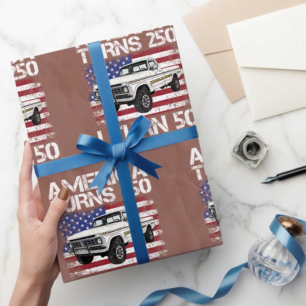 America Turns 250 I Turn 50 1976 50th Birthday Wrapping Paper Roll Vintage Classic Original American Old Pickup Truck
