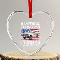 America Turns 250 I Turn 50 1976 50th Birthday Heart Crystal Glass Ornament Vintage Classic Original American Old Pickup Truck