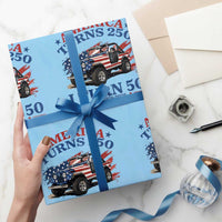 America Turns 250 I Turn 50 1976 50th Birthday Wrapping Paper Roll Compact Classic Off-road SUV