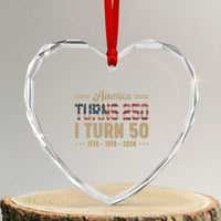 America Turns 250 I Turn 50 50th Birthday Heart Crystal Glass Ornament Vintage USA 250th Anniversary 1976 50 Year Old Gift