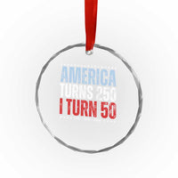 America Turns 250 I Turn 50 Crystal Glass Ornament 50th Birthday 250th Anniversary USA Vintage 1976
