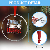 America Turns 250 I Turn 50 Crystal Glass Ornament 50th Birthday 250th Anniversary USA Vintage 1976