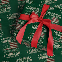America Turns 250 I Turn 50 Wrapping Paper Roll 50th Birthday 250th Anniversary USA 1776 1976 2026