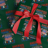 America Turns 250 I Turn 50 Funny 1976 Birthday Wrapping Paper Roll American Flag Cake 1776 to 2026 Semiquincentennial
