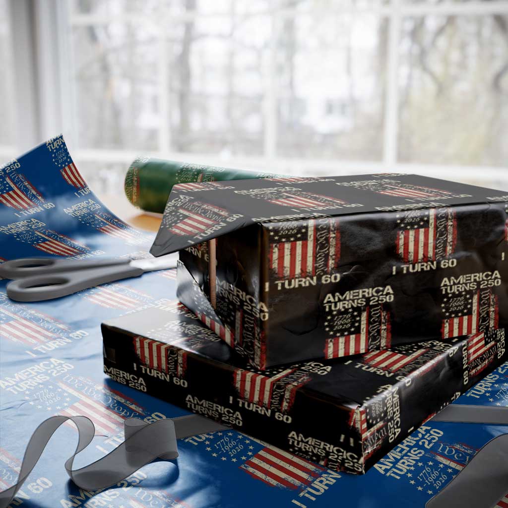 America Turns 250 I Turn 60 Wrapping Paper Roll 60th Birthday 250th Anniversary USA Vintage 1966 Bday