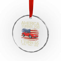 America Turns 250 I Turn 65 1961 65th Birthday Crystal Glass Ornament Sports Car Retro Americana
