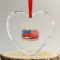 America Turns 250 I Turn 70 1956 70th Birthday Heart Crystal Glass Ornament Sports Car Retro Americana