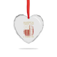America Turns 250 I Turn 70 Heart Crystal Glass Ornament 70th Birthday 250th Anniversary USA Vintage 1956 Bday