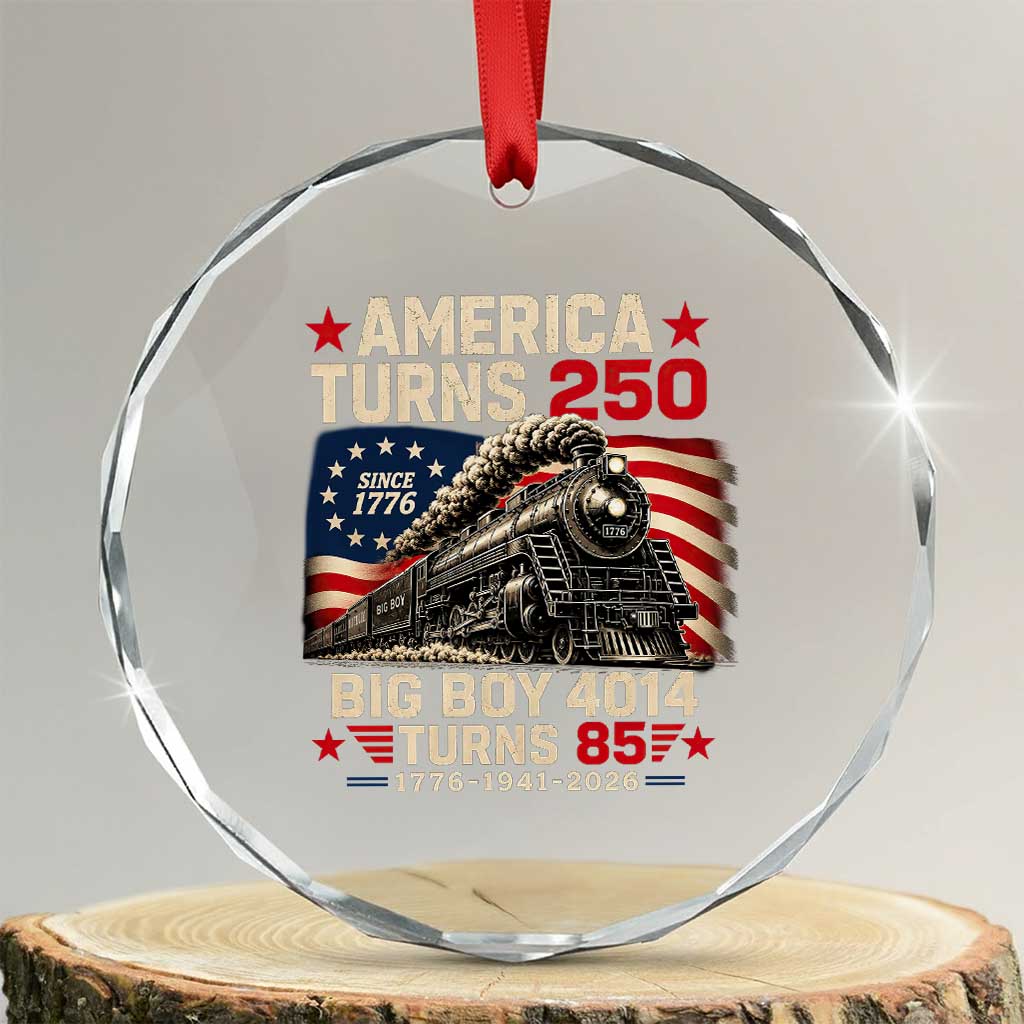 America Turns 250 Steam Locomotive Turns 85 Crystal Glass Ornament Vintage Railroad Steam Engine 85th USA 250th Anniversary