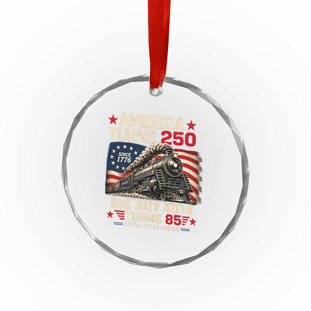 America Turns 250 Steam Locomotive Turns 85 Crystal Glass Ornament Vintage Railroad Steam Engine 85th USA 250th Anniversary